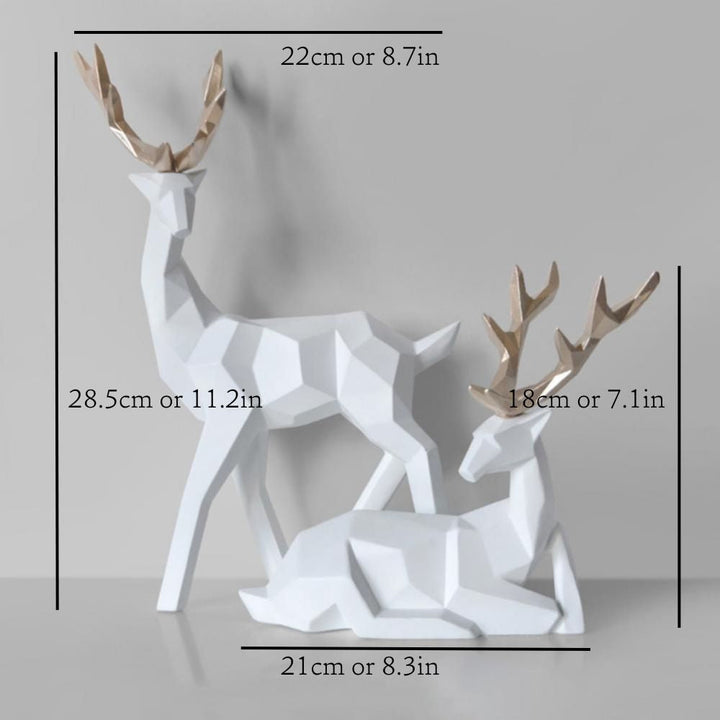 Geometrisk Hjort Skulptur i Hvid eller Guld Finish