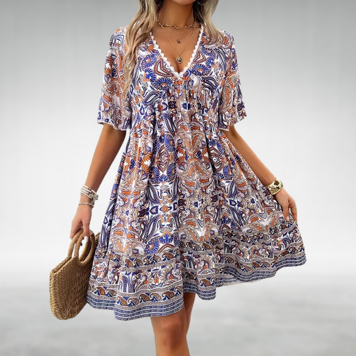 Laurel | Kvinders Paisley Boho Mini Kjole Ferie