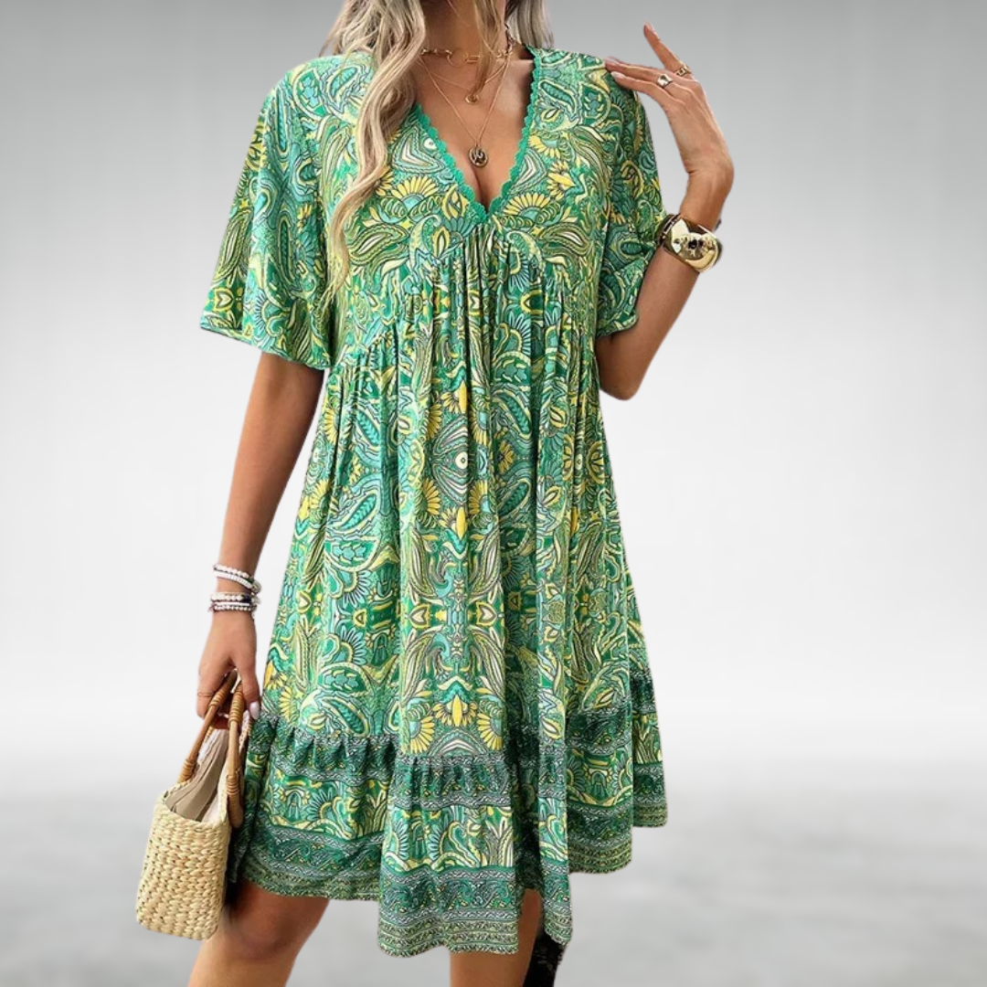 Laurel | Kvinders Paisley Boho Mini Kjole Ferie