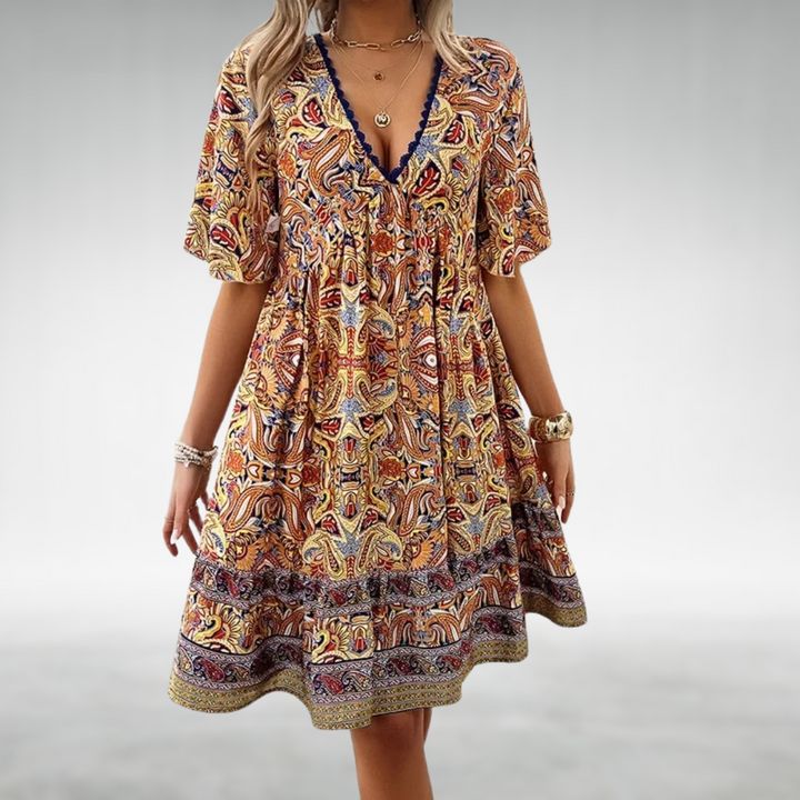 Laurel | Kvinders Paisley Boho Mini Kjole Ferie