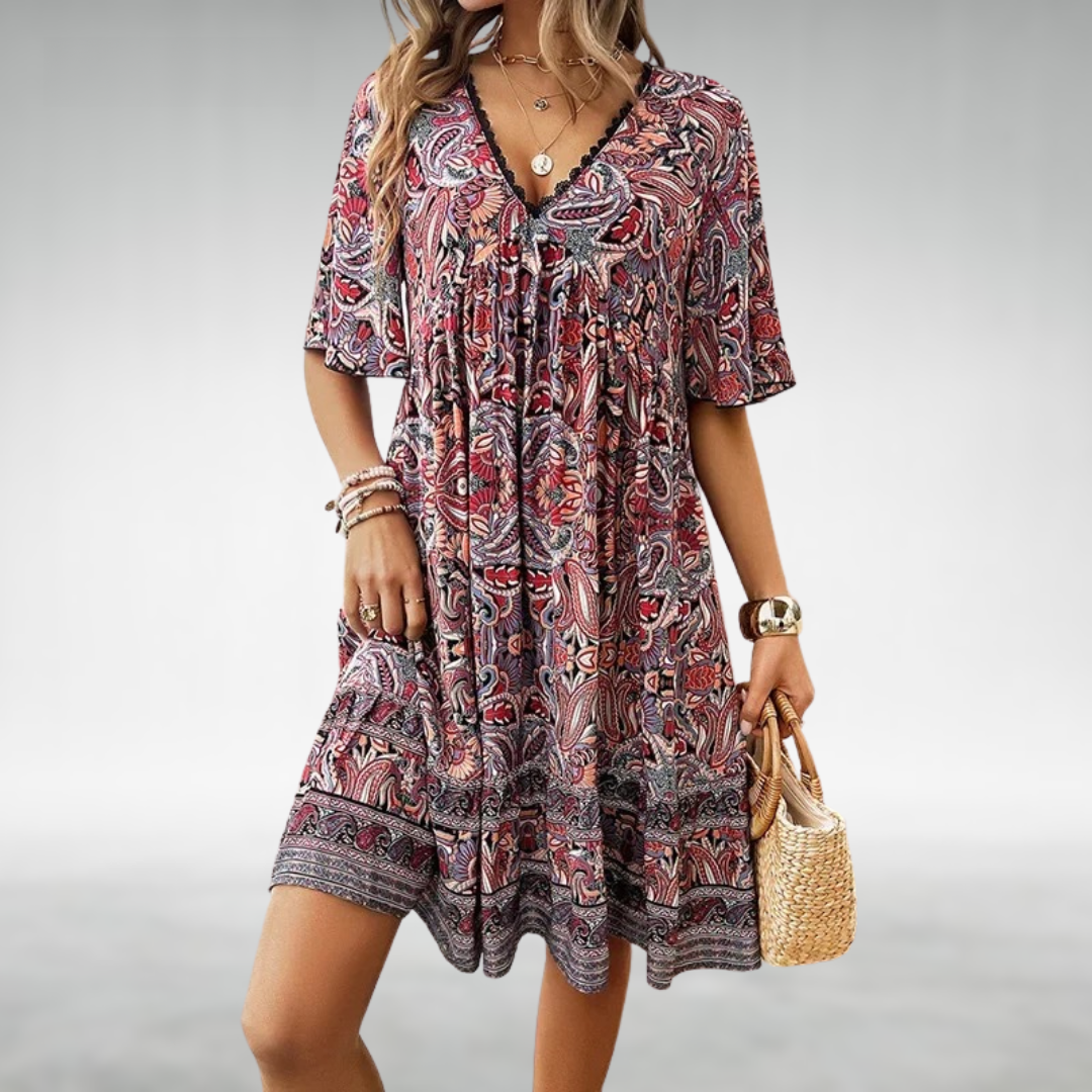 Laurel | Kvinders Paisley Boho Mini Kjole Ferie