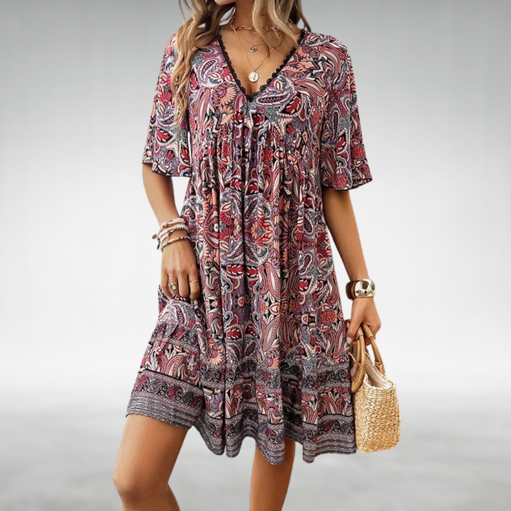 Laurel | Kvinders Paisley Boho Mini Kjole Ferie