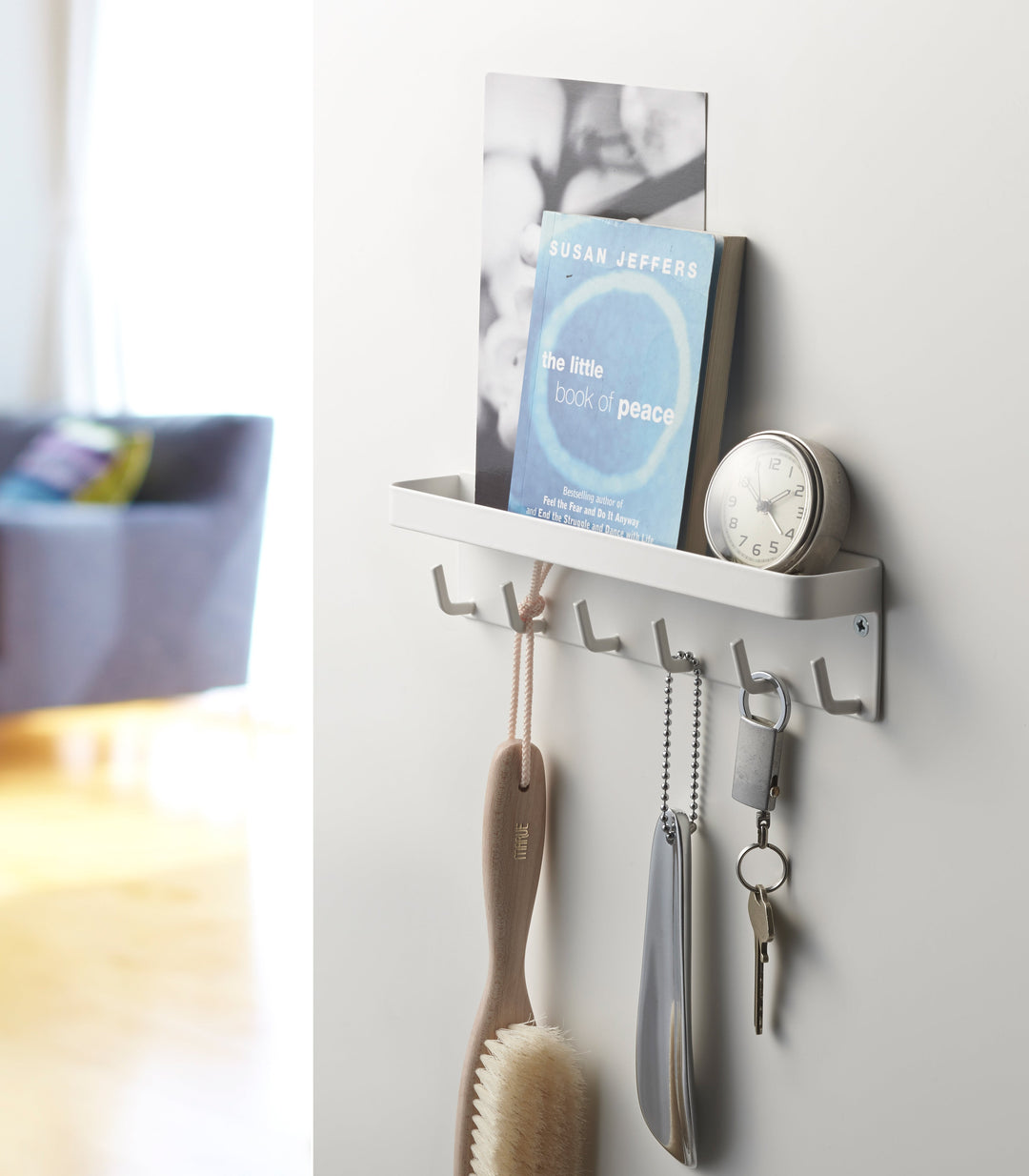 Magnetisk Nøgleholder i Stål med Krog og Hylde