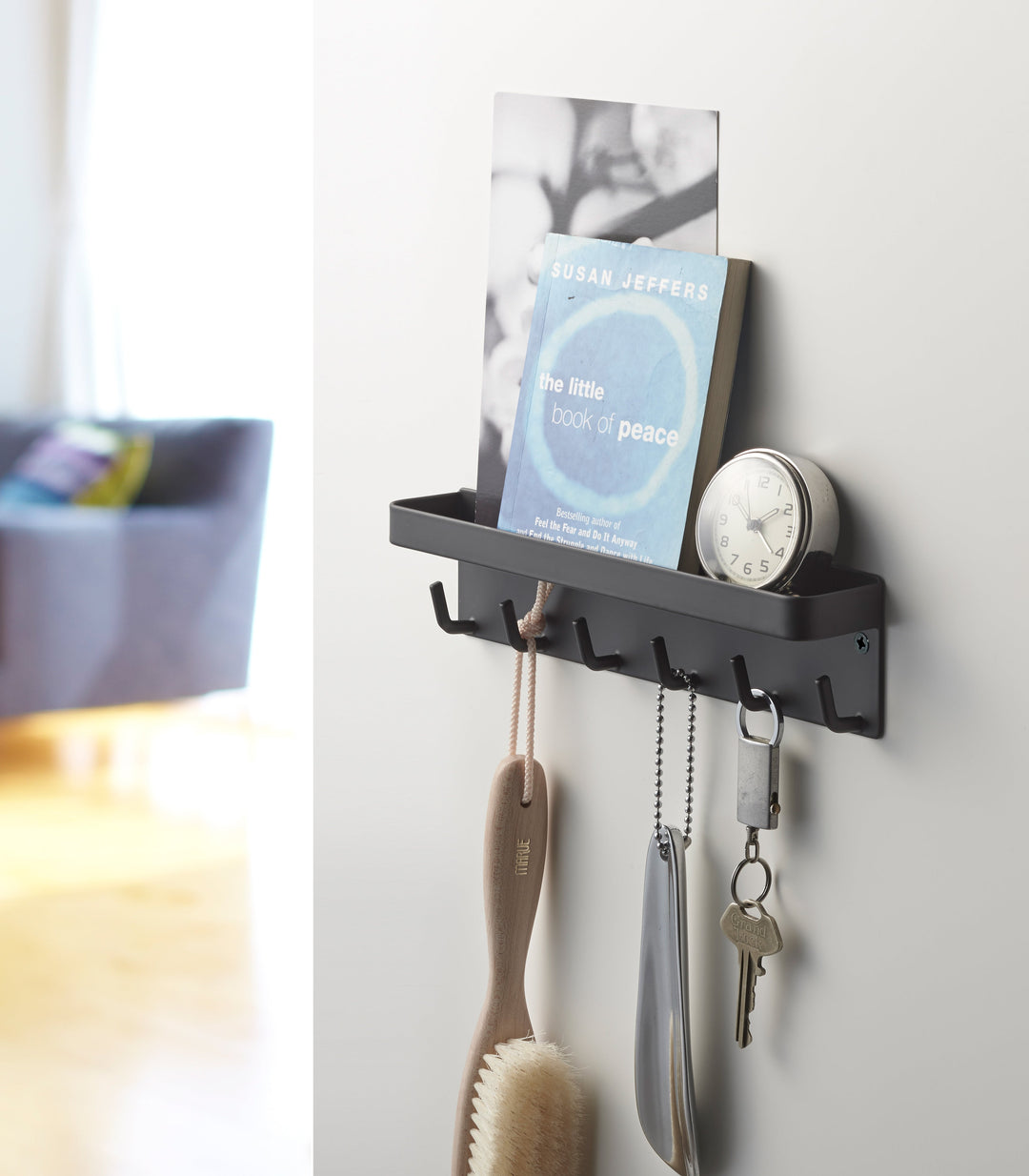 Magnetisk Nøgleholder i Stål med Krog og Hylde