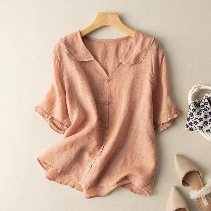Kristi™ | Vintage Bluse med Knapdetalje
