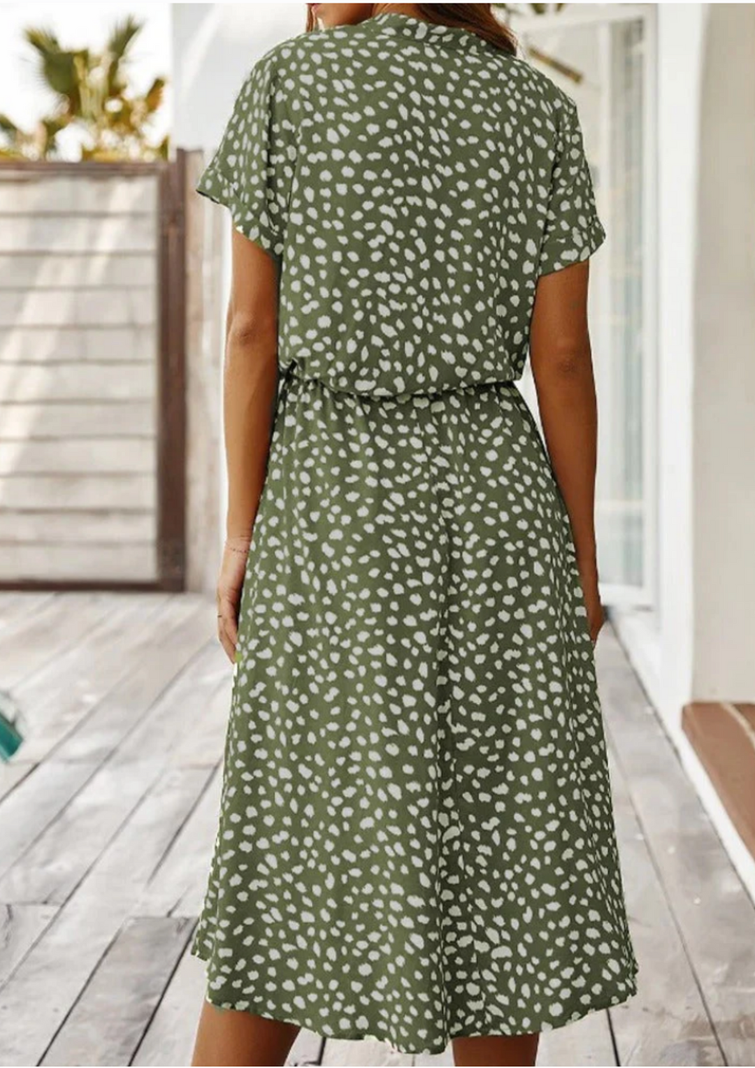 Sienna | Kvinders Prikket Print Knap-Ned Midi Kjole
