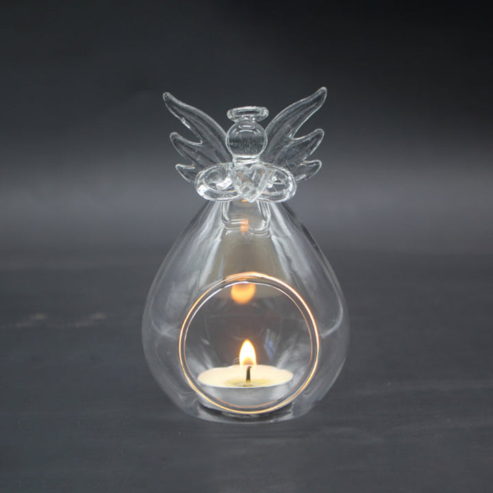 Glas Lysestage med Værgeengel Design