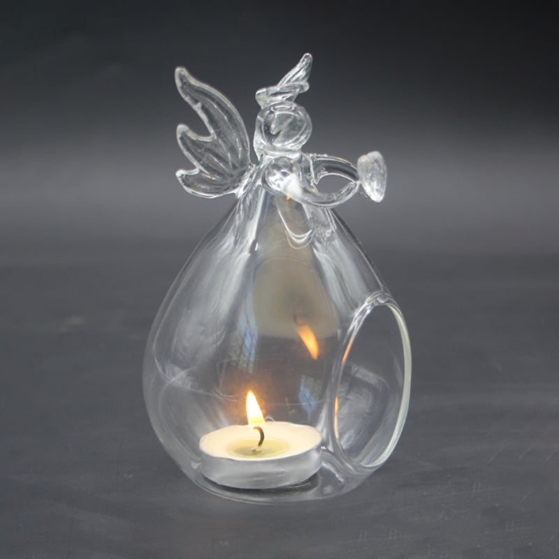 Glas Lysestage med Værgeengel Design