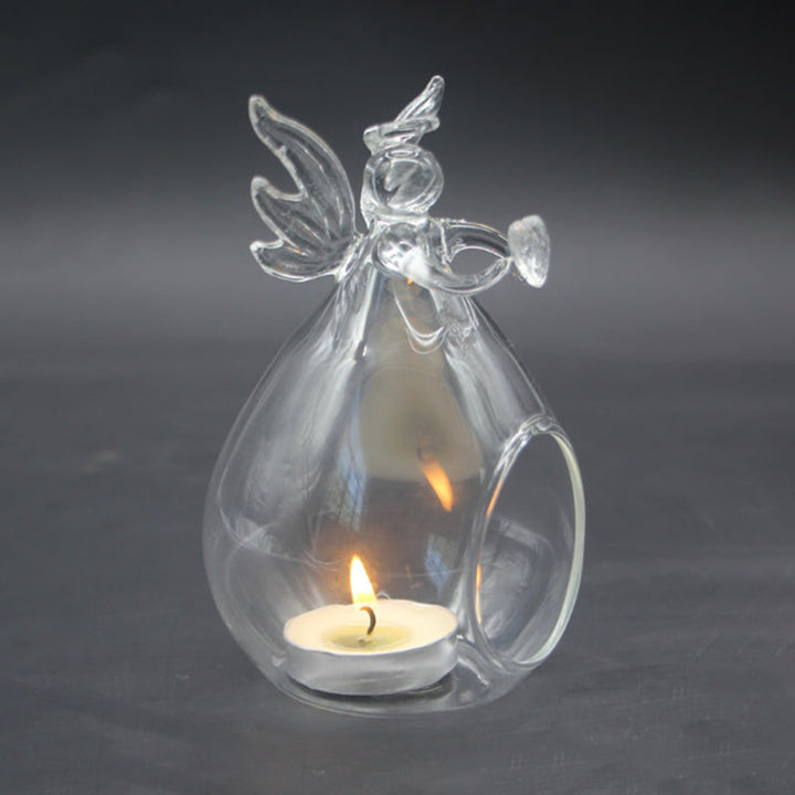 Glas Lysestage med Værgeengel Design