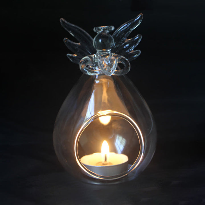 Glas Lysestage med Værgeengel Design