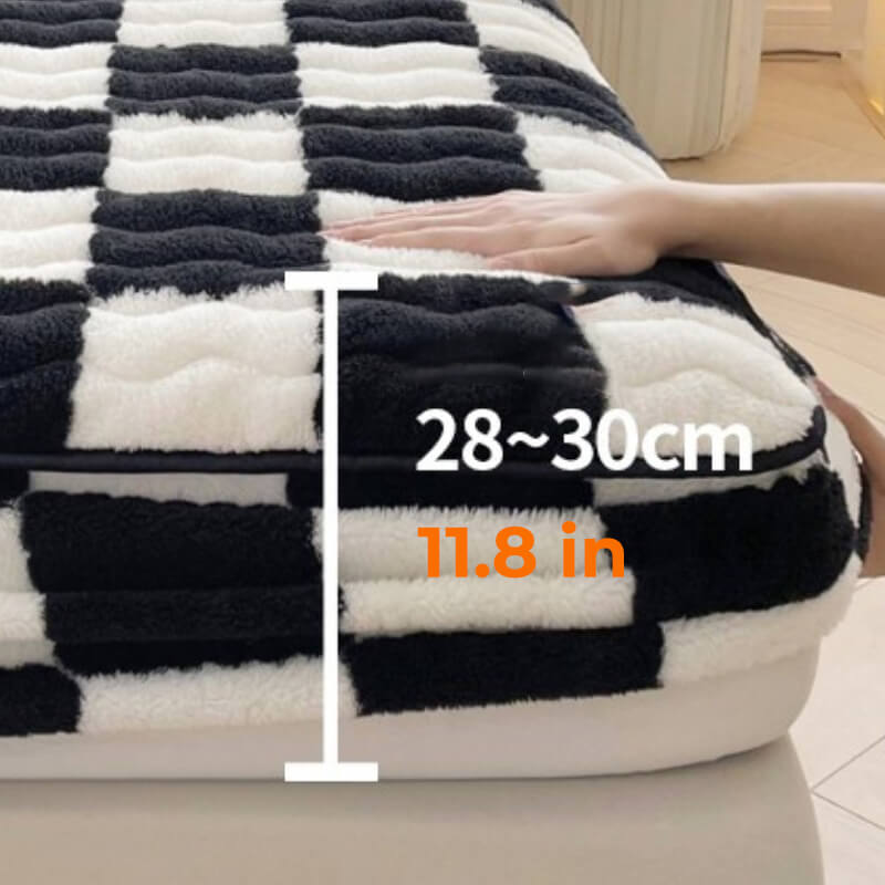 Velvet Tjekket Fitted Sheet i Mælk Velvet