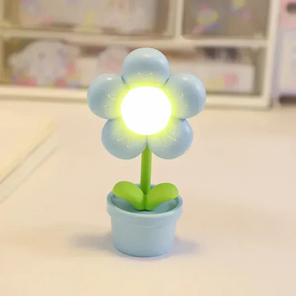 Blomster LED Natlampe til Børn - Beroligende USB Genopladelig Bordlampe