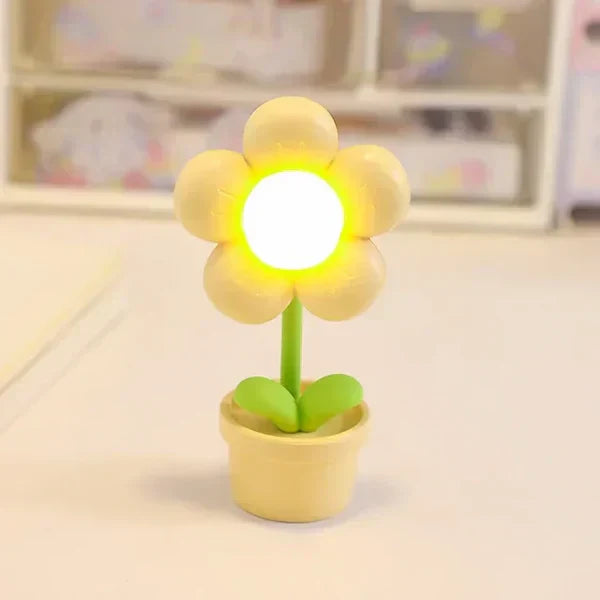Blomster LED Natlampe til Børn - Beroligende USB Genopladelig Bordlampe