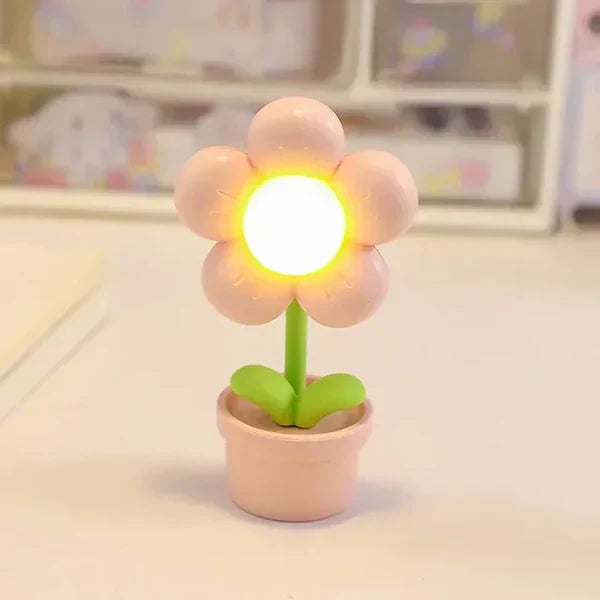 Blomster LED Natlampe til Børn - Beroligende USB Genopladelig Bordlampe