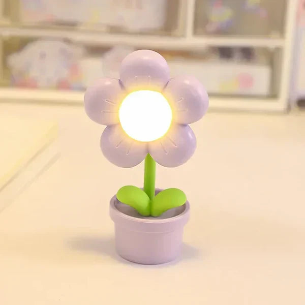 Blomster LED Natlampe til Børn - Beroligende USB Genopladelig Bordlampe