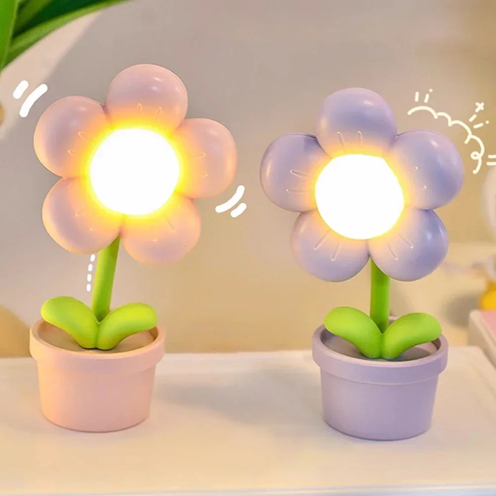 Floral Bordlampe med Blød Belysning