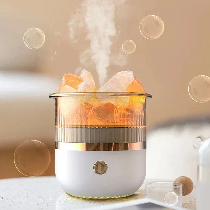 Himalayan Saltlampe Diffuser med LED Lys og Ultrasonisk Luftfugter