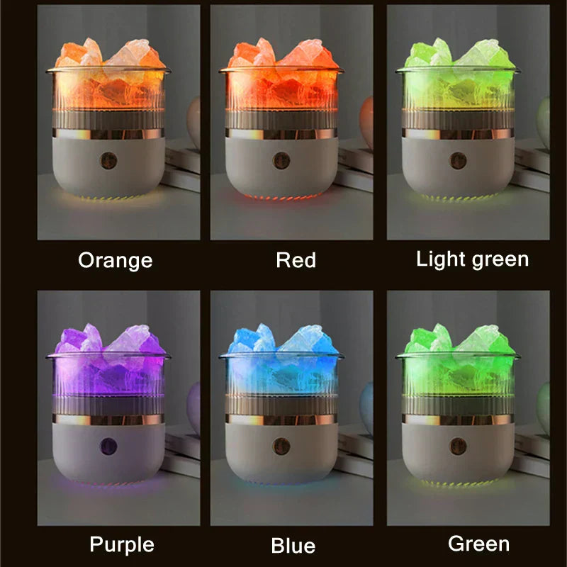 Himalayan Saltlampe Diffuser med LED Lys og Ultrasonisk Luftfugter