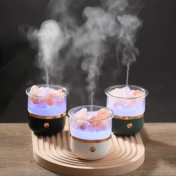 Himalayan Saltlampe Diffuser med LED Lys og Ultrasonisk Luftfugter