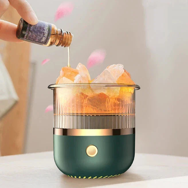 Himalayan Saltlampe Diffuser med LED Lys og Ultrasonisk Luftfugter