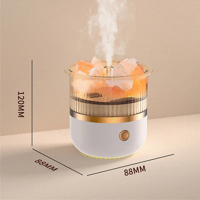Himalayan Saltlampe Diffuser med LED Lys og Ultrasonisk Luftfugter