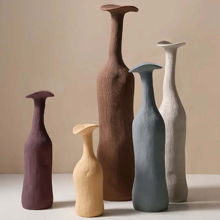 Håndlavede Minimalistiske Morandi Keramikvaser i Bløde Farver