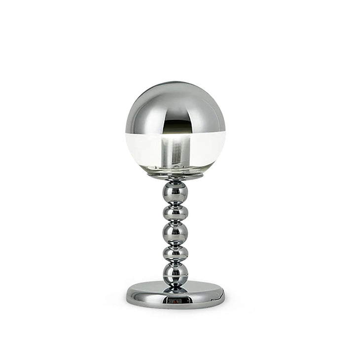 Minimalistisk Chrome Bordlampe med Transparent Glas Skærm