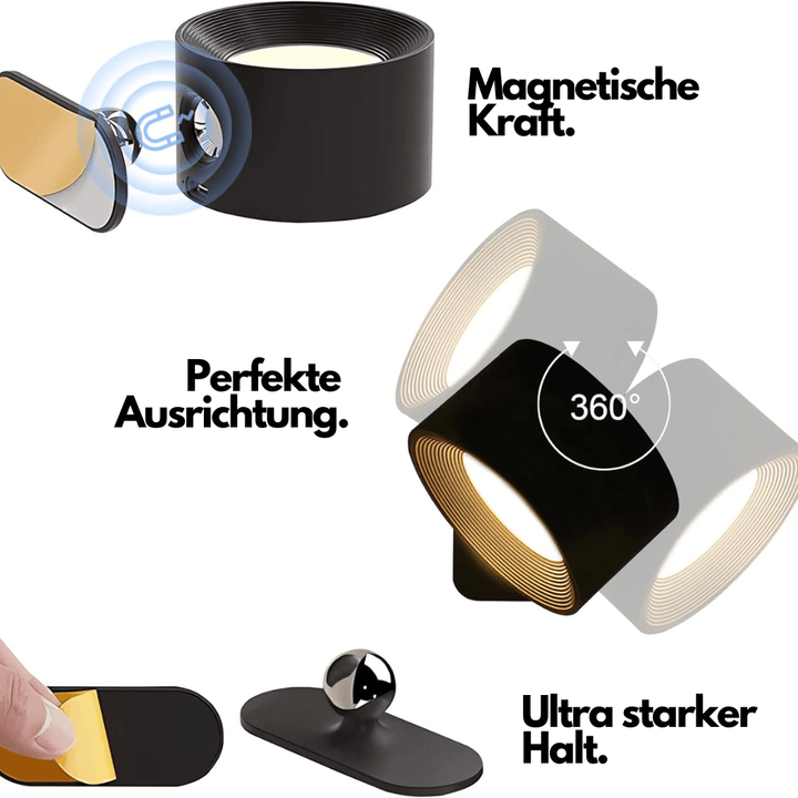 360° Justerbar Trådløs Væglampe med USB Opladning