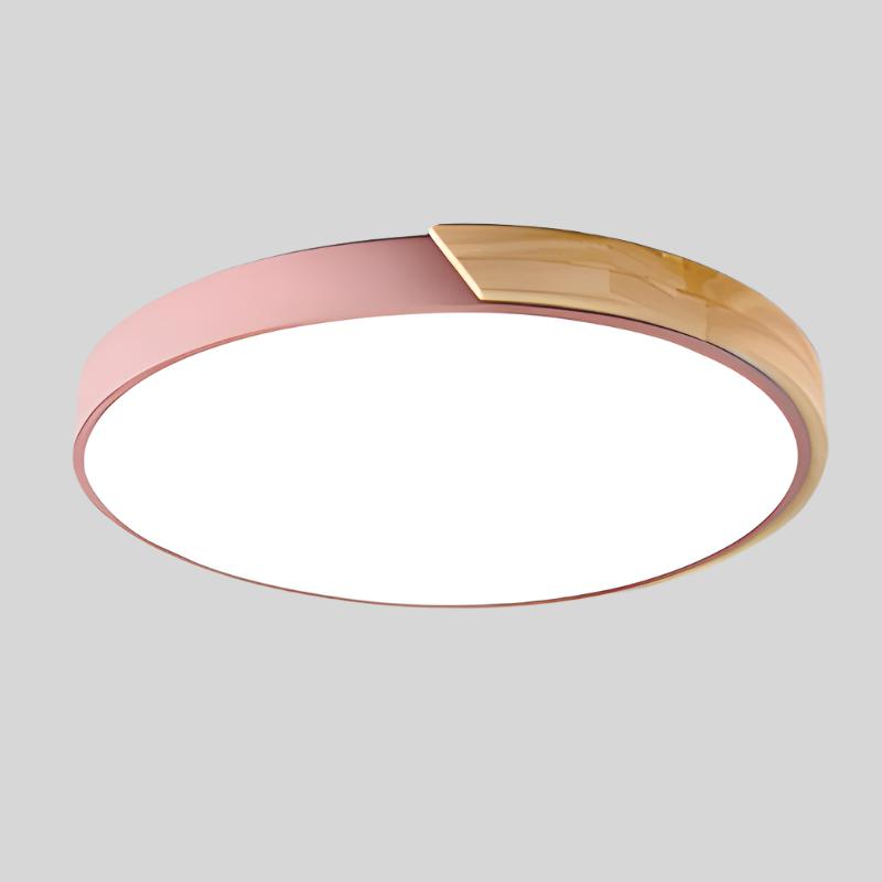 Træ Rund Loftlampe med Peberkage-design