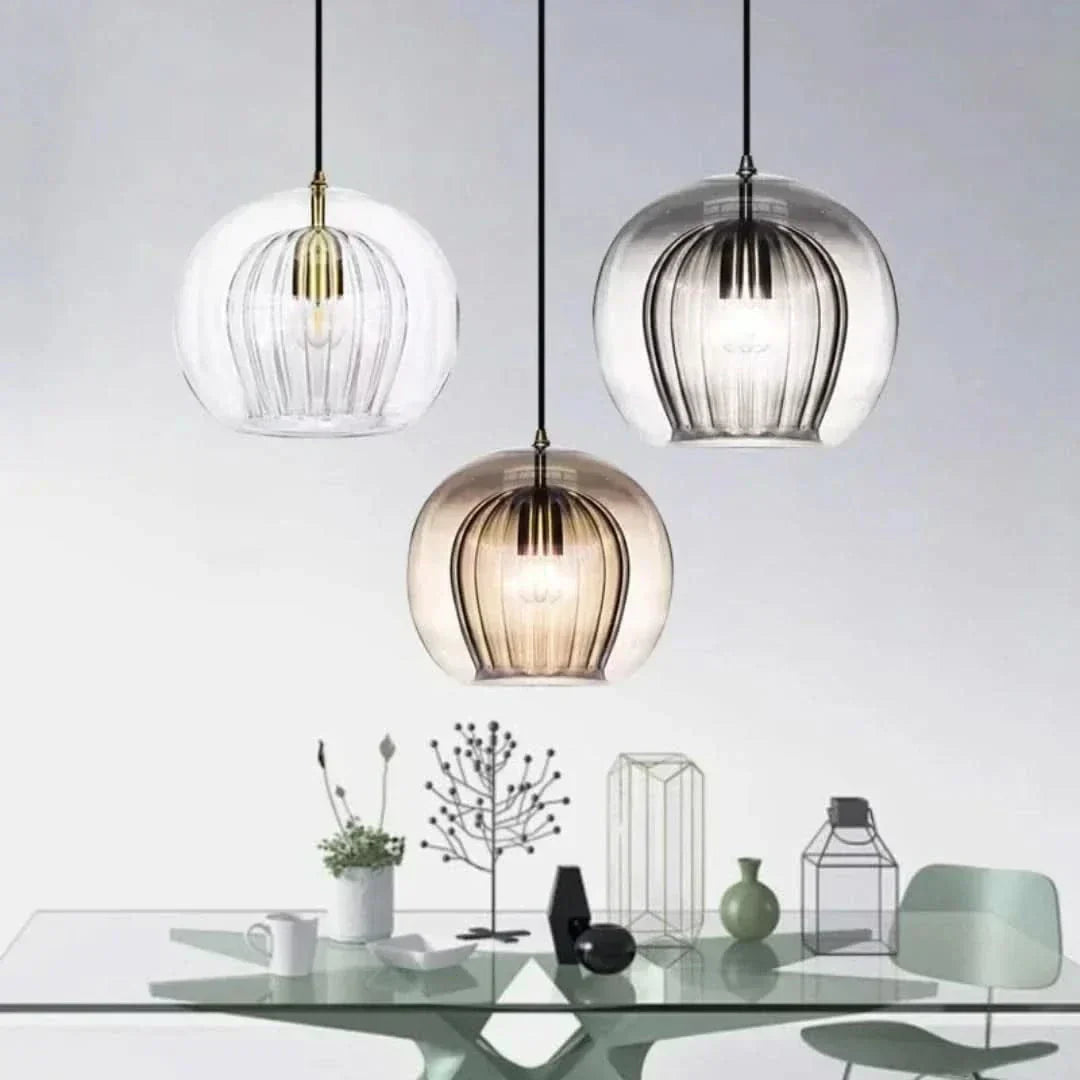 Moderne Justerbar Pendelampe i Glas