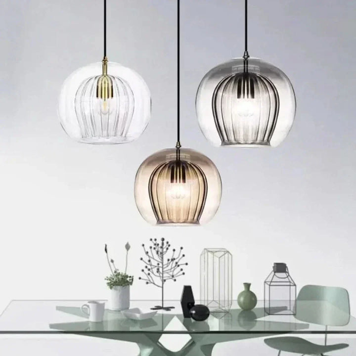 Moderne Justerbar Pendelampe i Glas