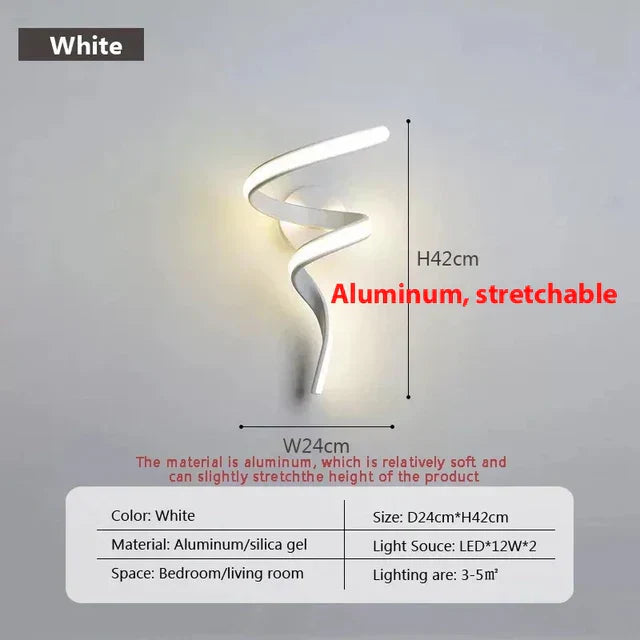 Moderne Spiral LED Væglampe i Jern og Aluminium