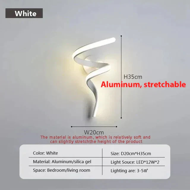 Moderne Spiral LED Væglampe i Jern og Aluminium