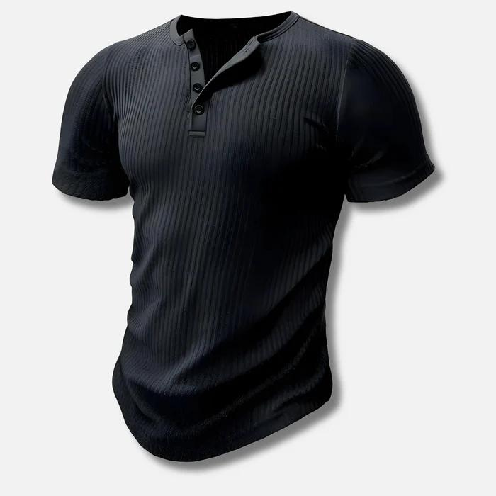 Muscle Fit T-shirt med halvknap og figursyet pasform