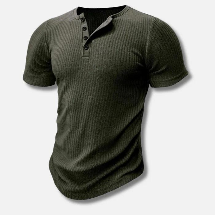 Muscle Fit T-shirt med halvknap og figursyet pasform