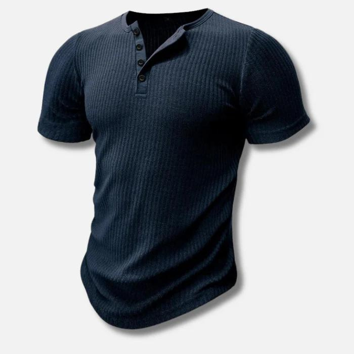 Muscle Fit T-shirt med halvknap og figursyet pasform