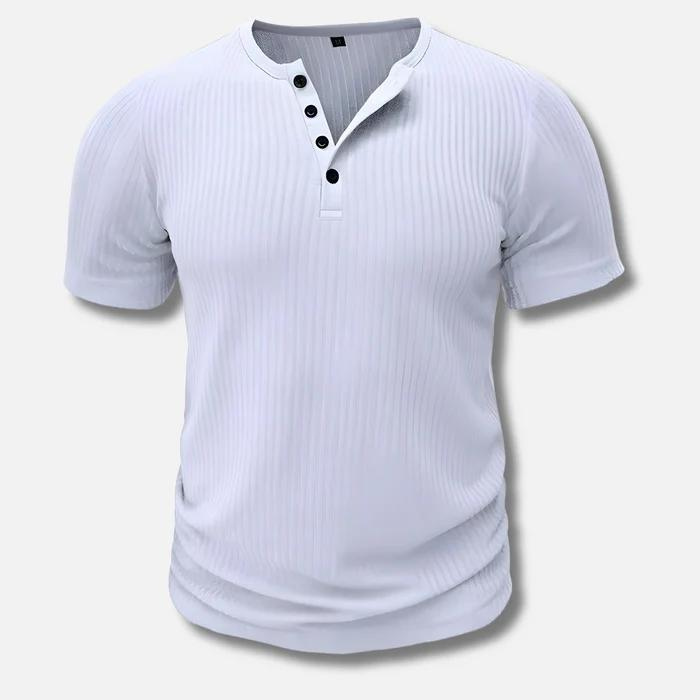 Muscle Fit T-shirt med halvknap og figursyet pasform