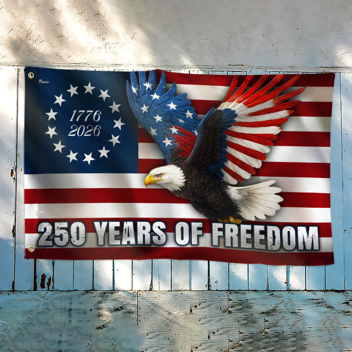 Betsy Ross 250-års Jubilæum Ørn Grommet Flag i Lærred