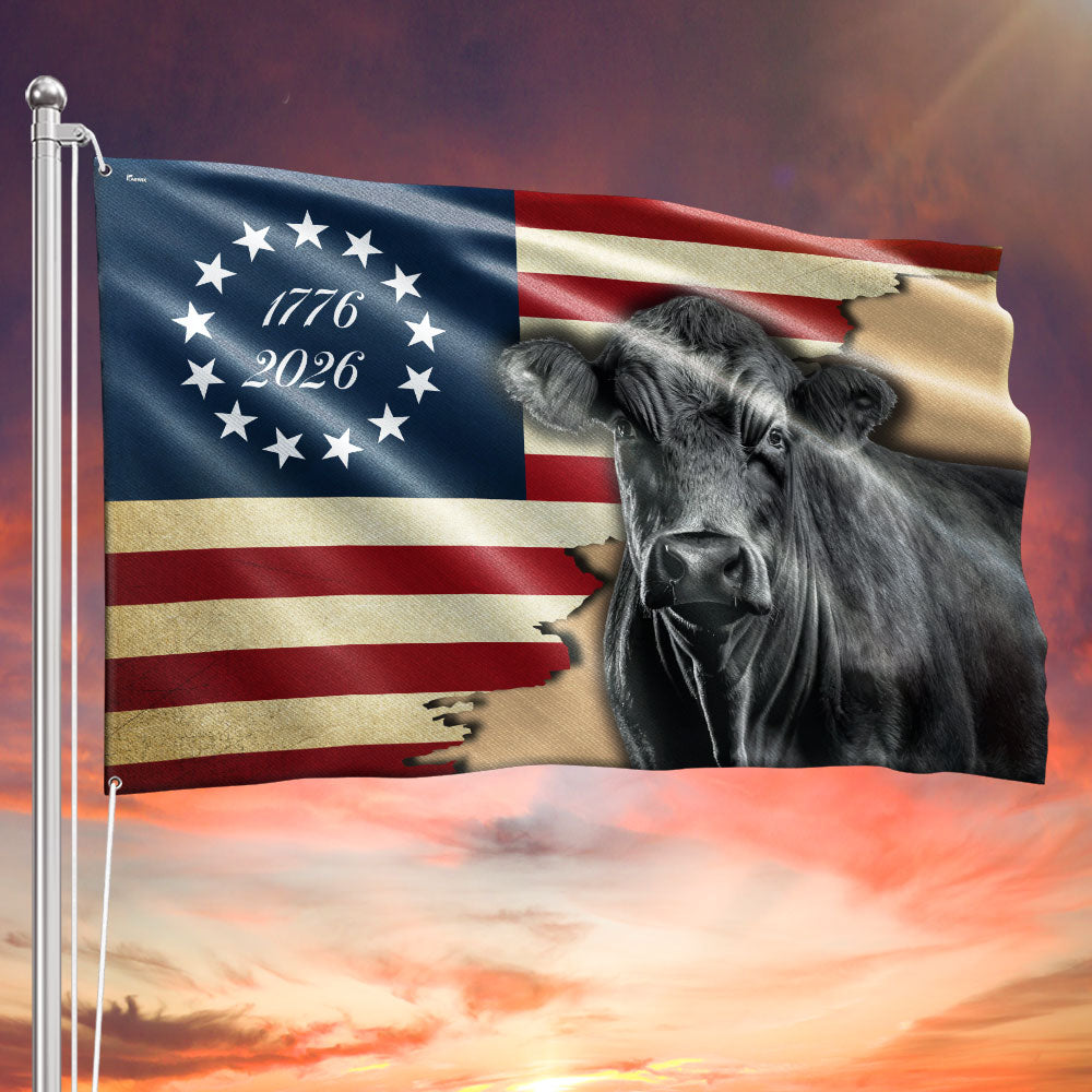 Black Angus Grommet Flag i Lærred
