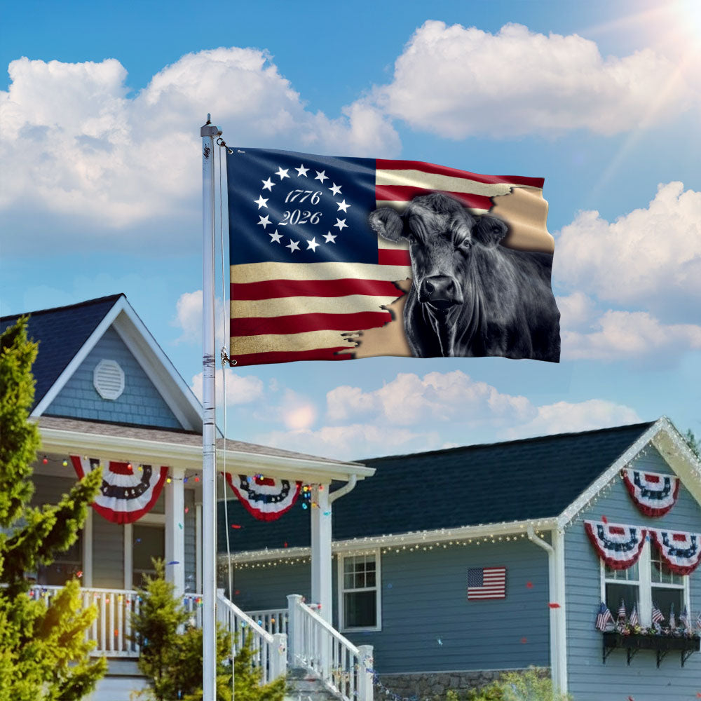 Black Angus Grommet Flag i Lærred