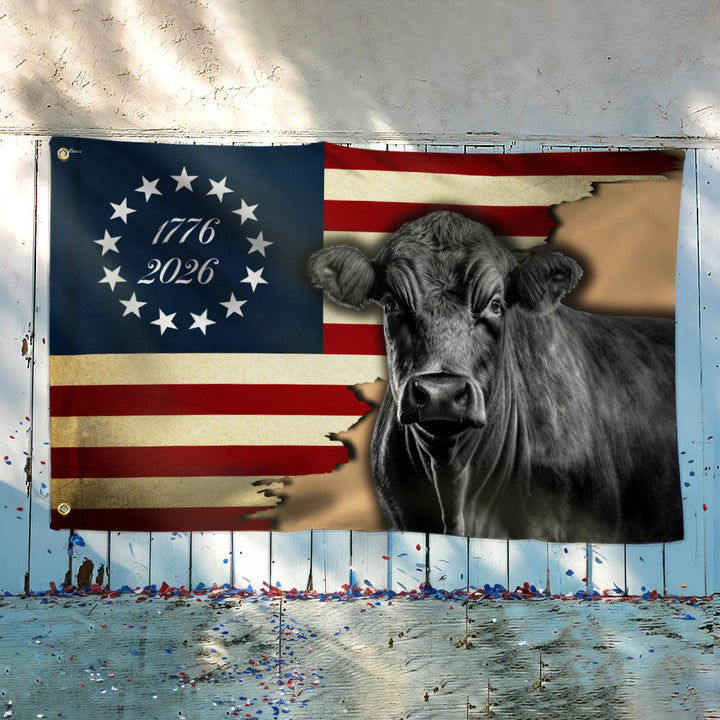 Black Angus Grommet Flag i Lærred