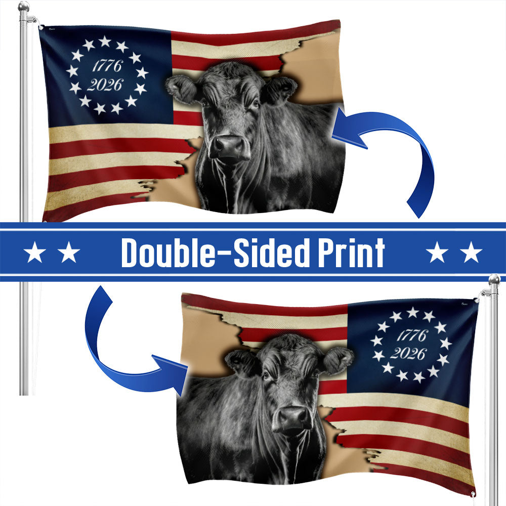 Black Angus Grommet Flag i Lærred