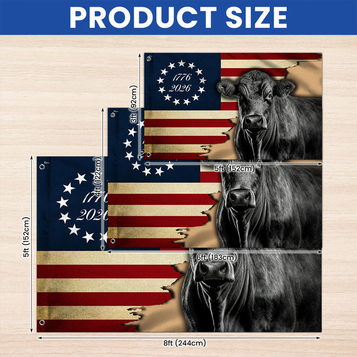 Black Angus Grommet Flag i Lærred