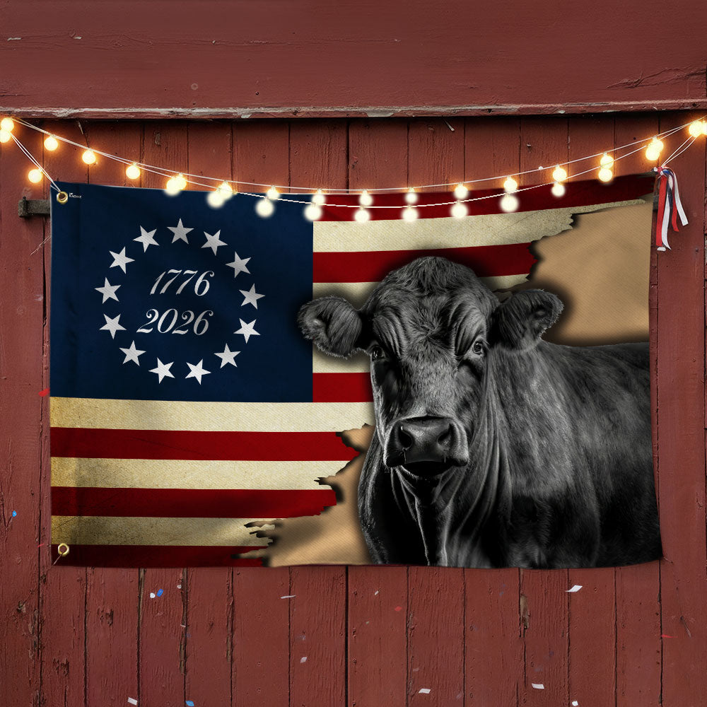 Black Angus Grommet Flag i Lærred
