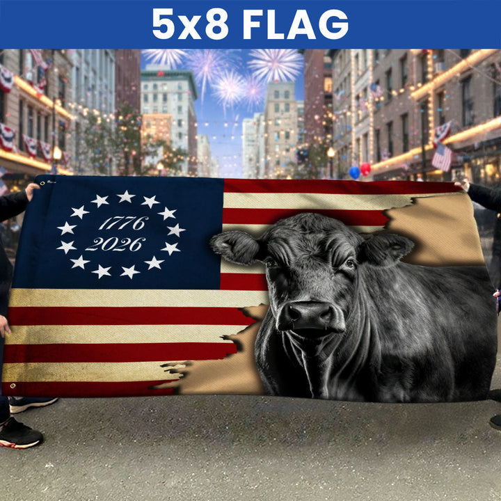 Black Angus Grommet Flag i Lærred