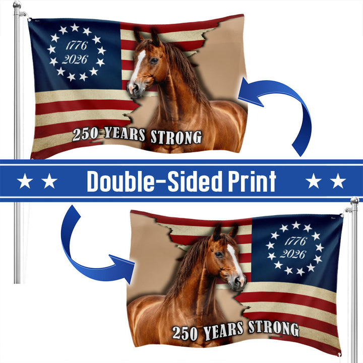 Dobbelt-Sidet Lærred Hesteflag med Metaløjer