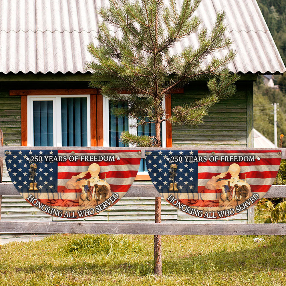 Vintage Fanflag til Veteraner - 250 Års Frihed, Dobbelt-Sidet Lærred
