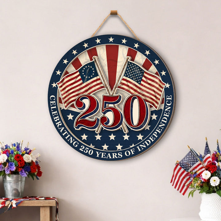 Betsy Ross Flag Træskilt 250-års Jubilæum