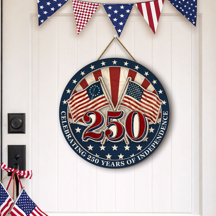 Betsy Ross Flag Træskilt 250-års Jubilæum