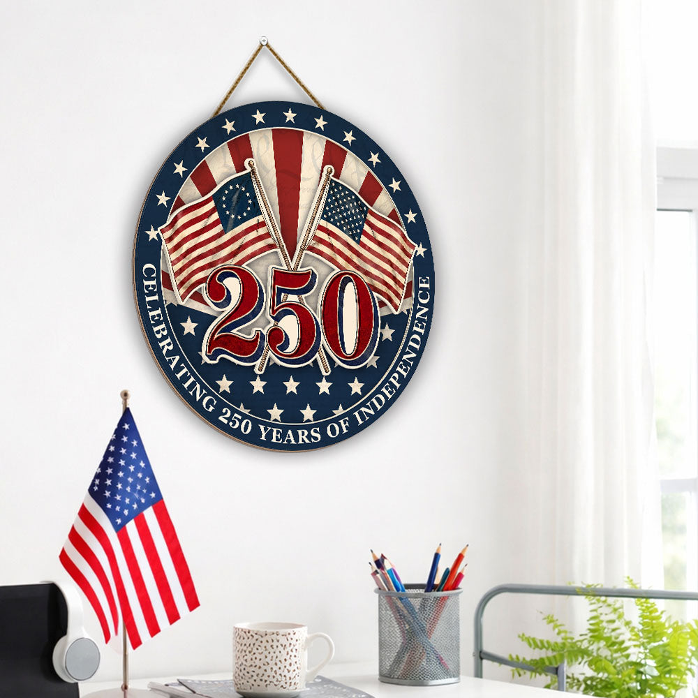 Betsy Ross Flag Træskilt 250-års Jubilæum